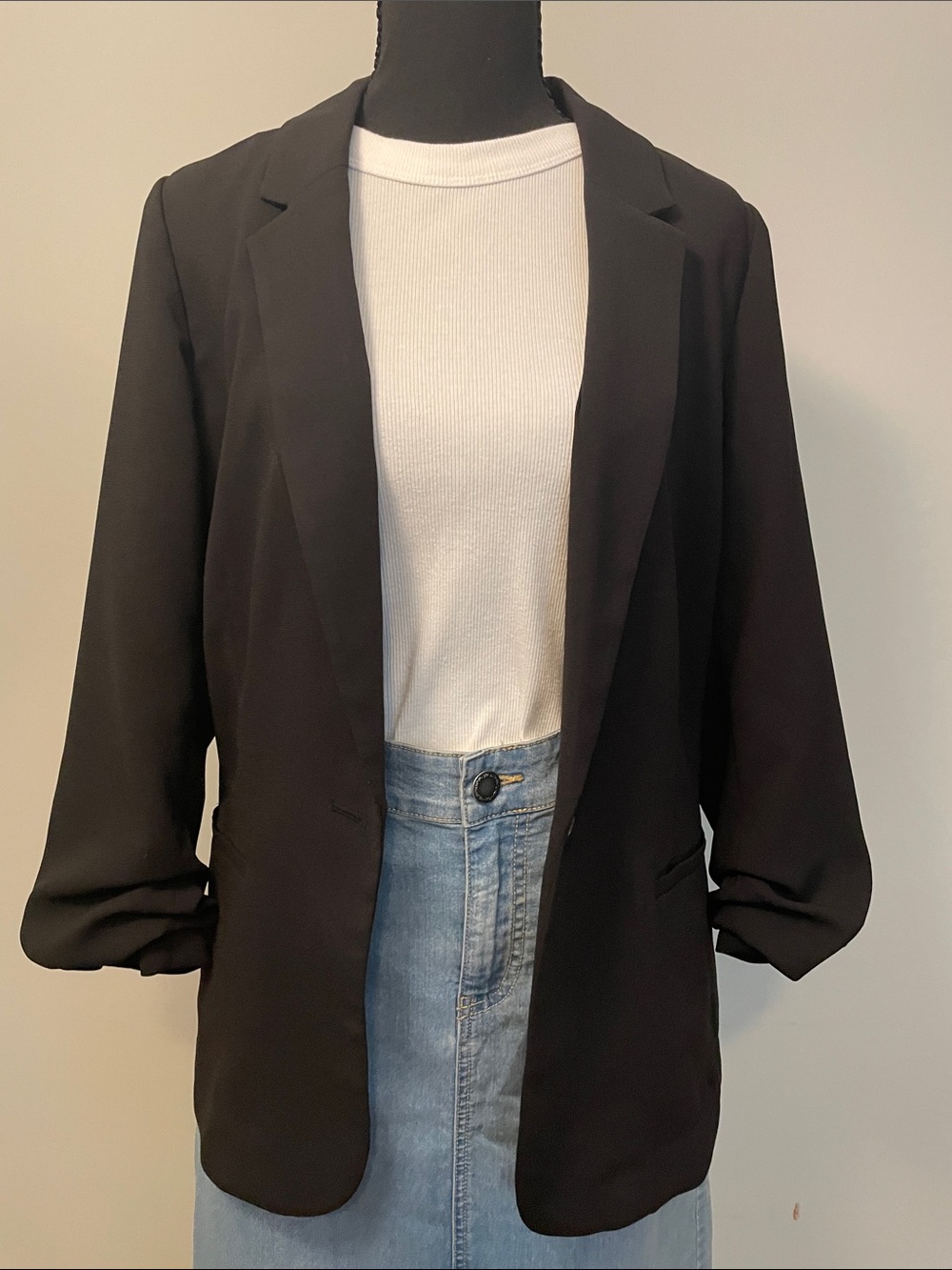 LC Lauren Conrad Black Single-Breasted Blazer
